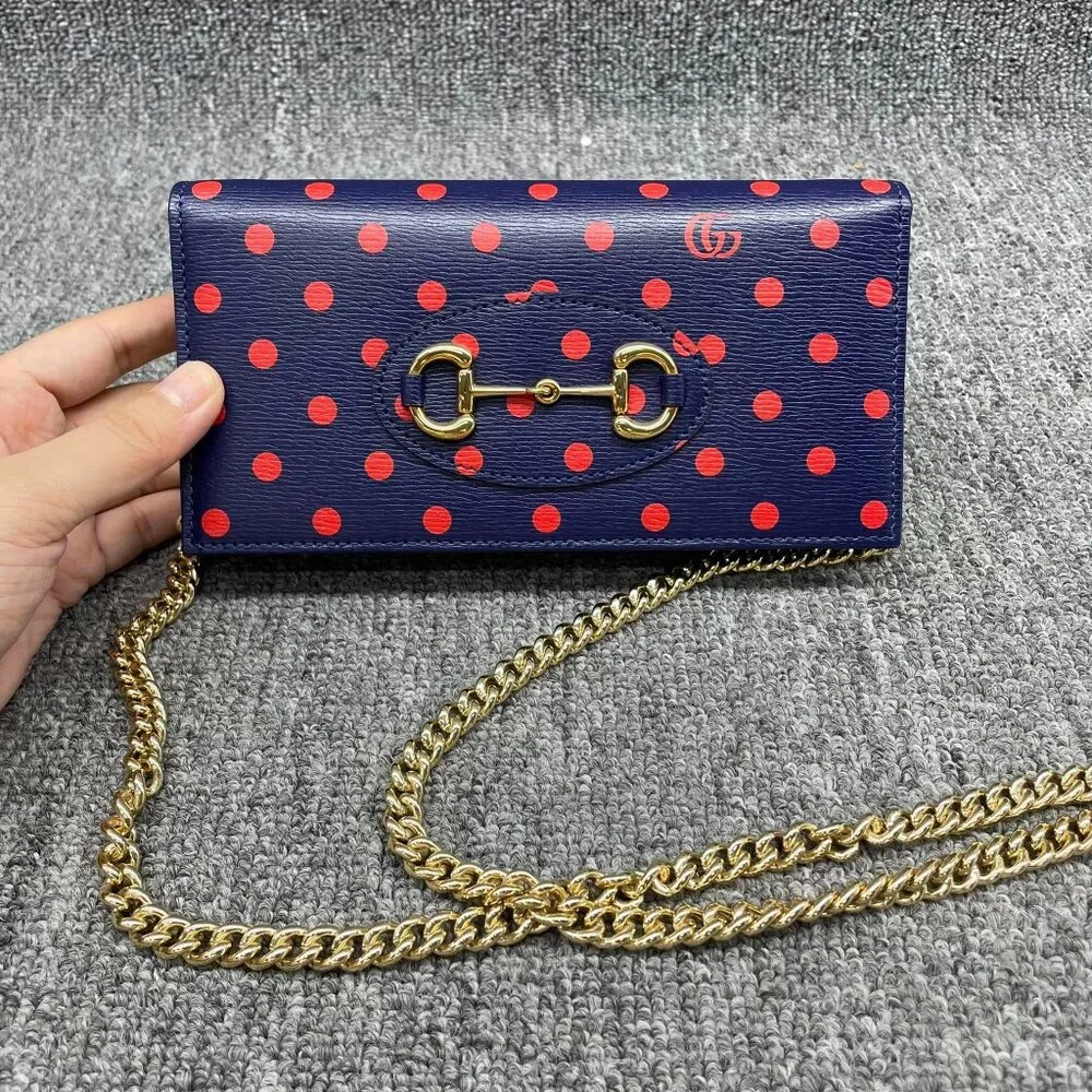 100% Authentic GUCCI Horsebit 1955 Chain Wallet Leather Shoulder Bag - Picture 1 of 13